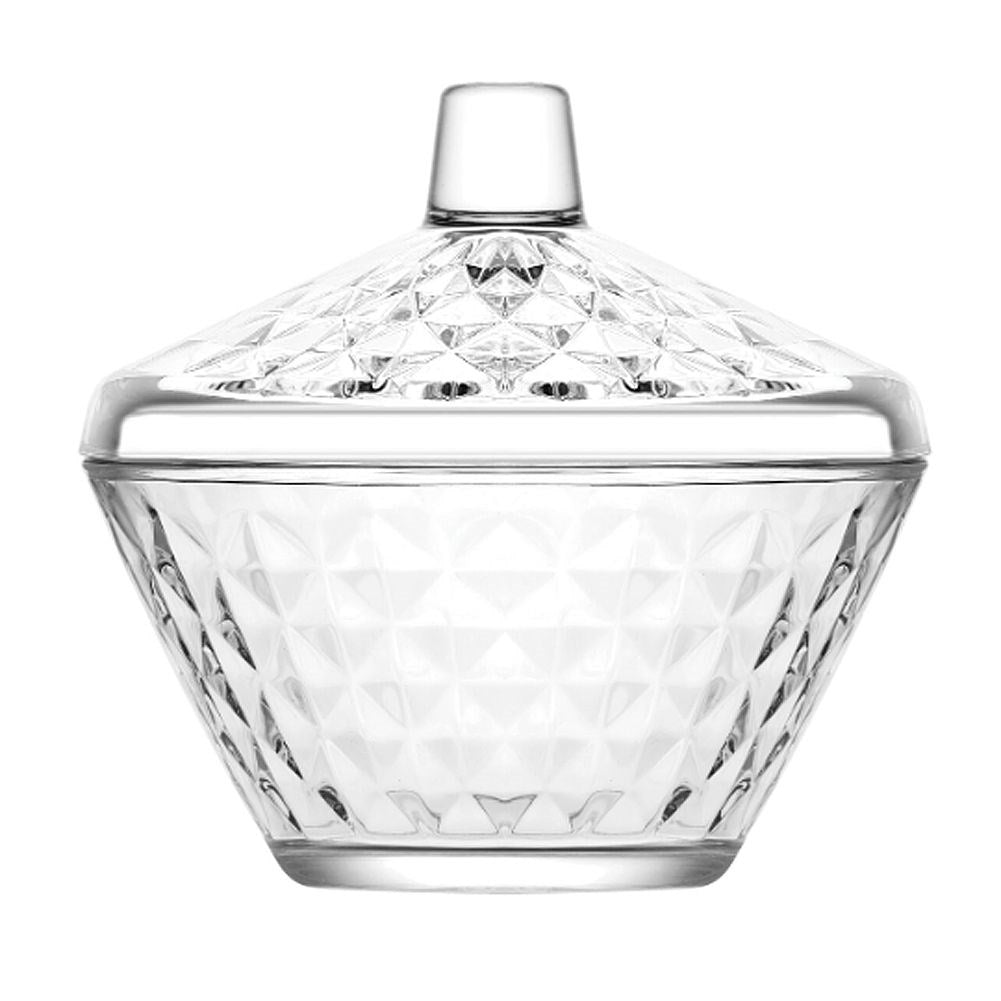 Elegant Sugar Bowl in Thick Decorative Glass with Lid