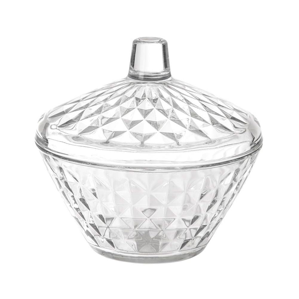 Elegant Sugar Bowl in Thick Decorative Glass with Lid