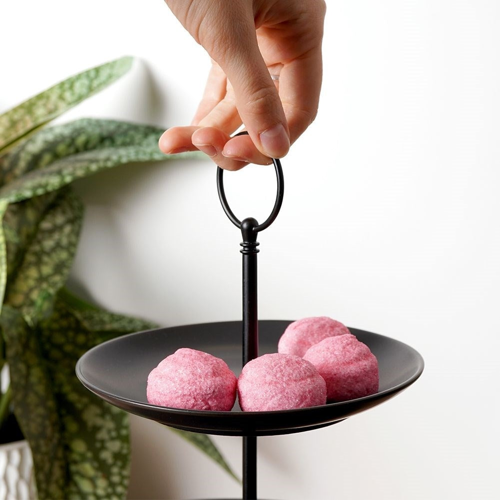Elegant Three-Tier Cake Tray in Black Porcelain
