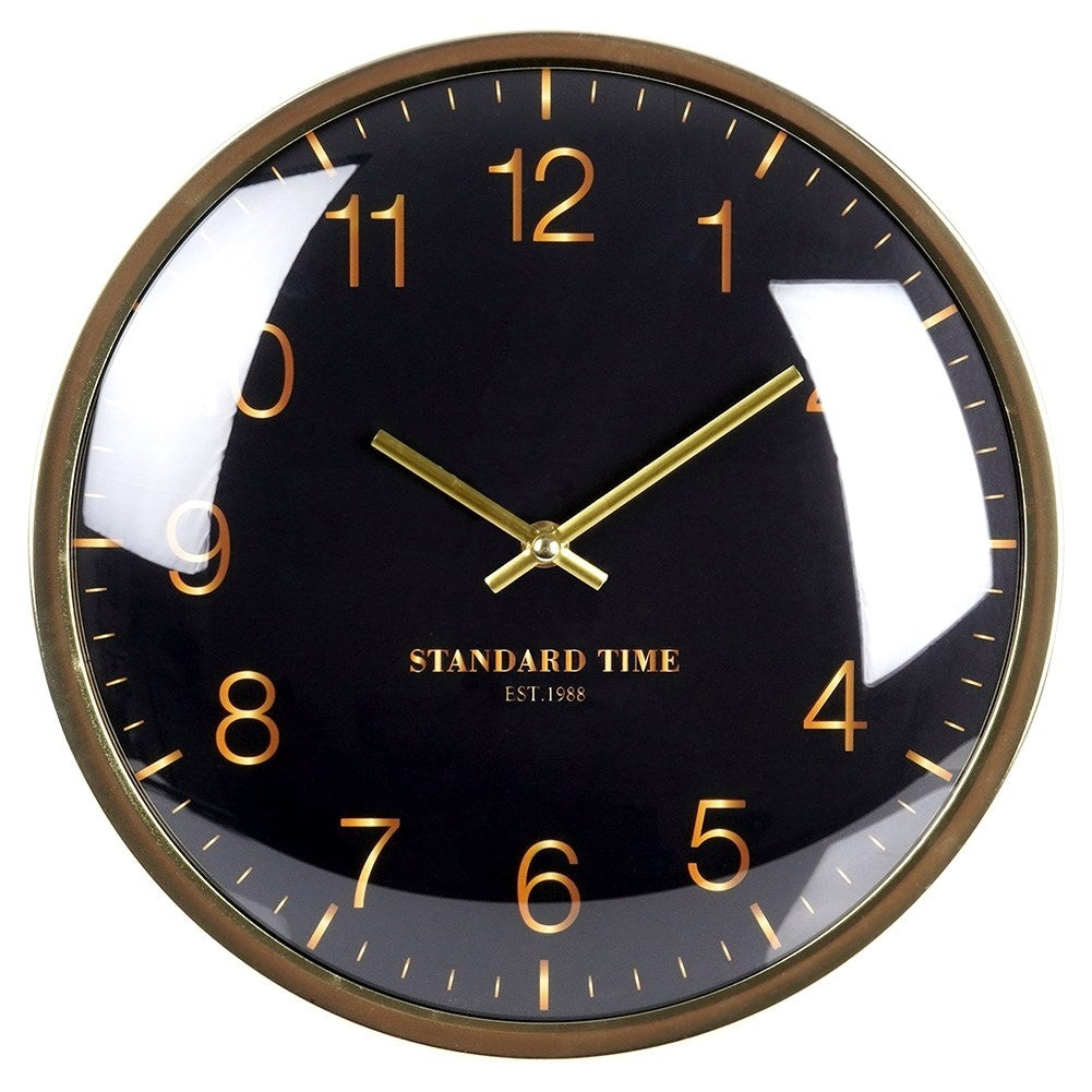 Elegant Wall Clock 30 cm with Gold Hands and Black Dial