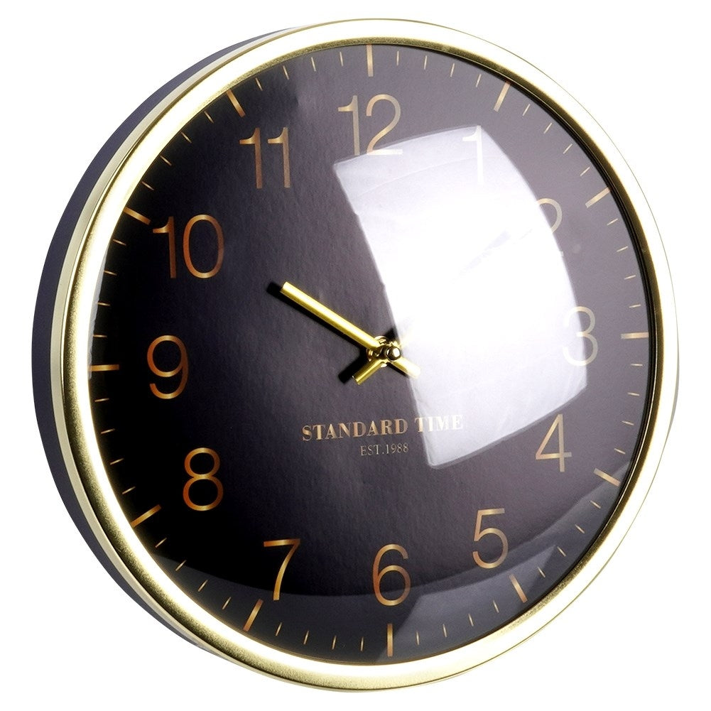 Elegant Wall Clock 30 cm with Gold Hands and Black Dial