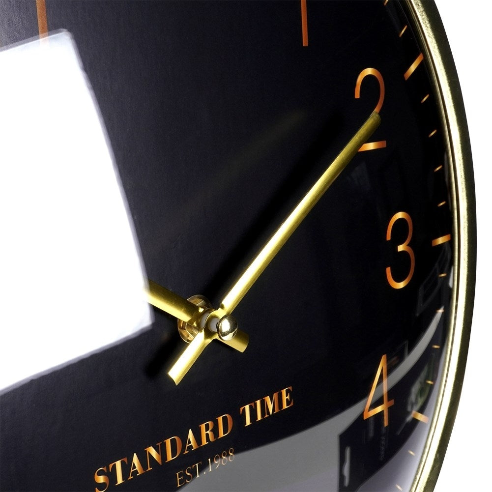 Elegant Wall Clock 30 cm with Gold Hands and Black Dial