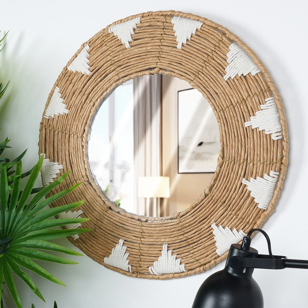 Elegant Wall Mirror 50 cm with Braided Cotton Frame