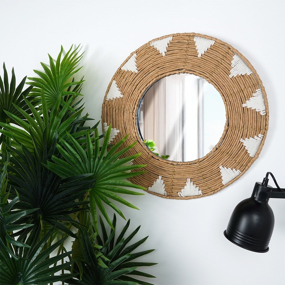 Elegant Wall Mirror 50 cm with Braided Cotton Frame