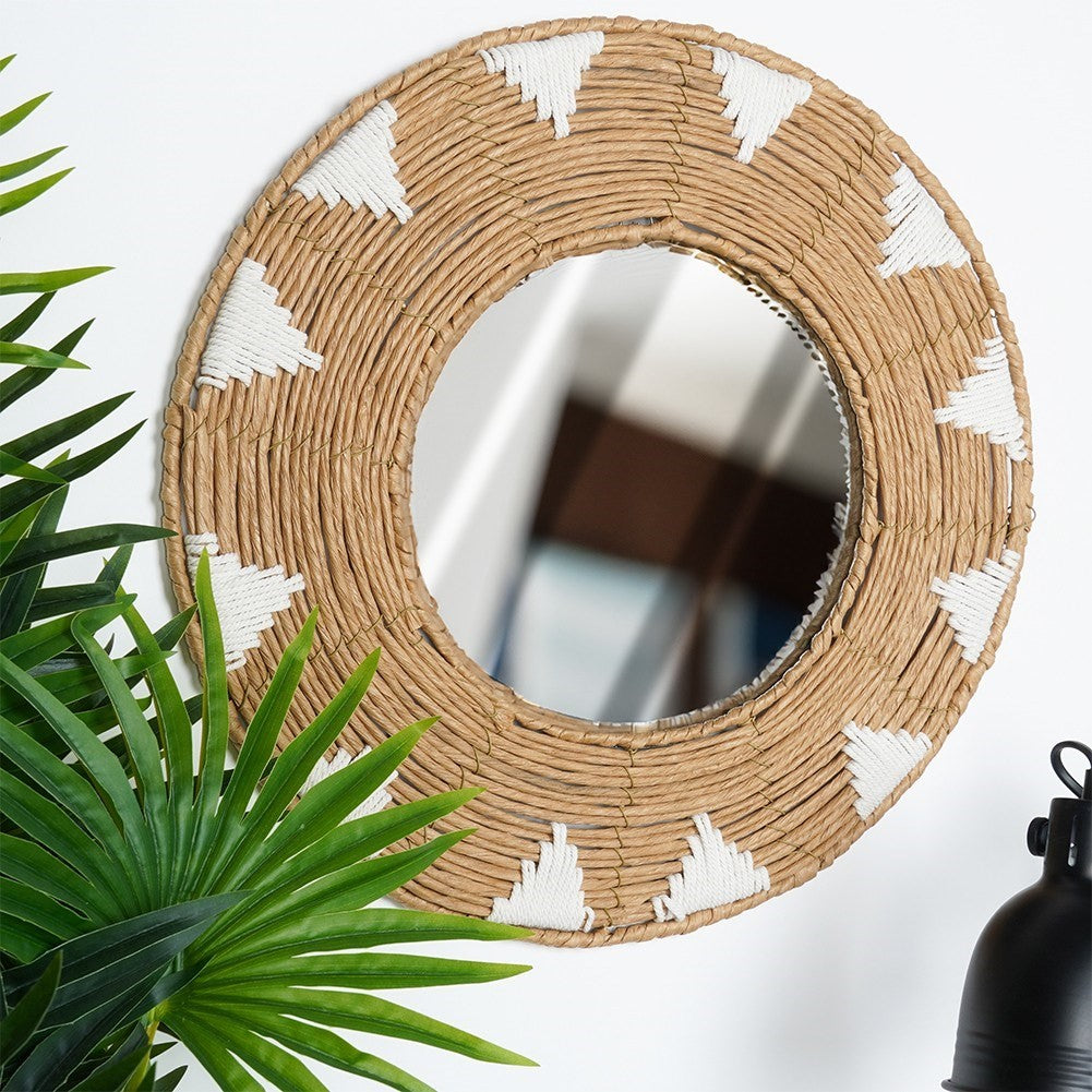 Elegant Wall Mirror 50 cm with Braided Cotton Frame