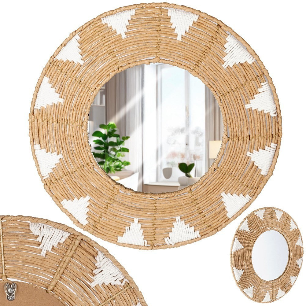 Elegant Wall Mirror 50 cm with Braided Cotton Frame