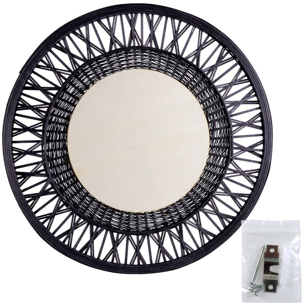 Elegant Wall Mirror with 56 cm Diameter and Black Bamboo