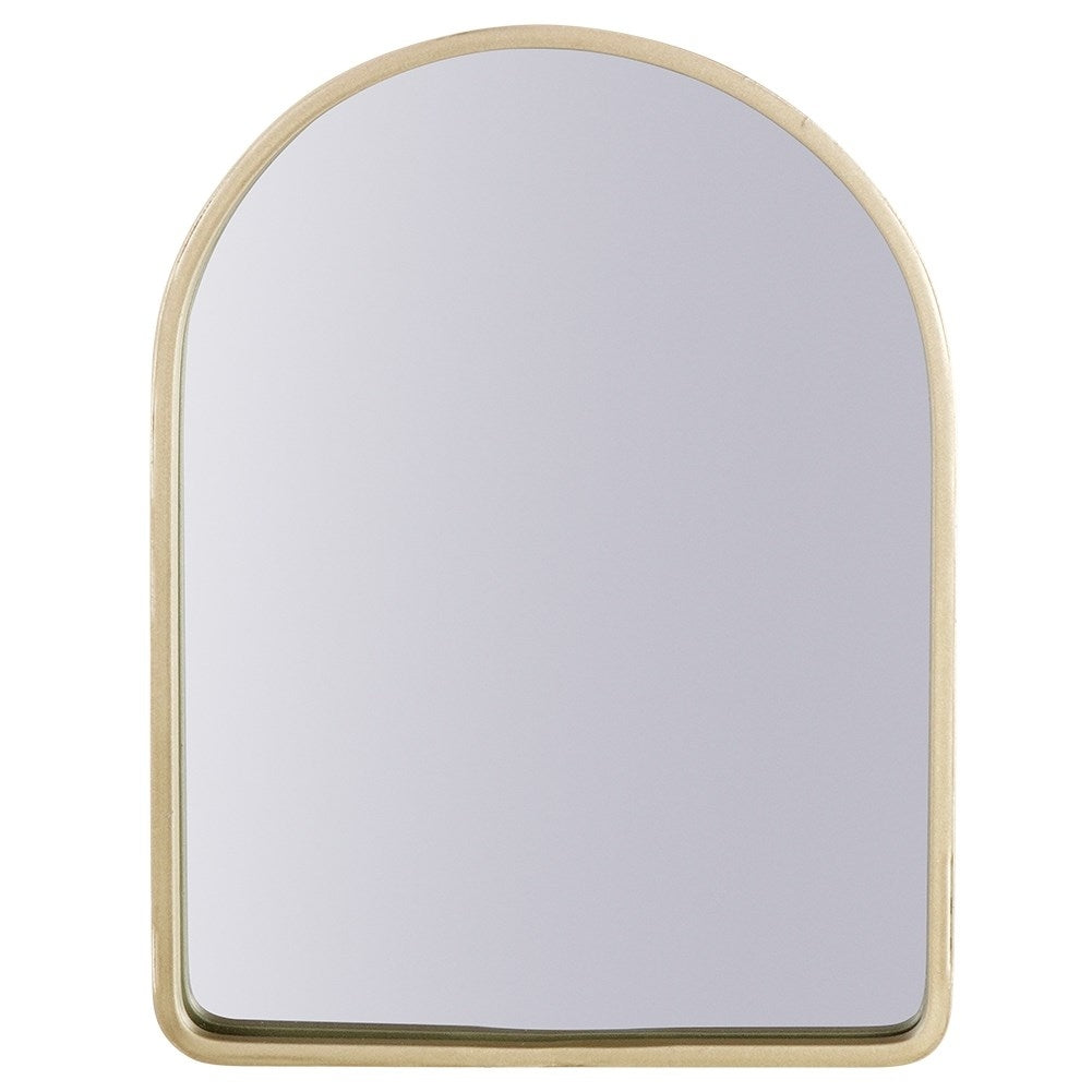 Elegant Wall Mirror with Curved Top and Champagne-Gold Frame