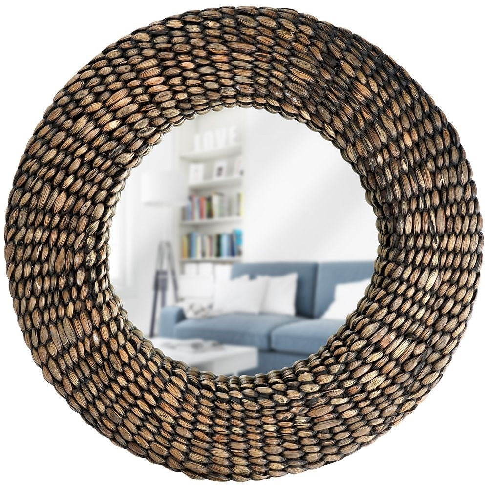 Elegant Wall Mirror with Handmade Water Hyacinth Frame