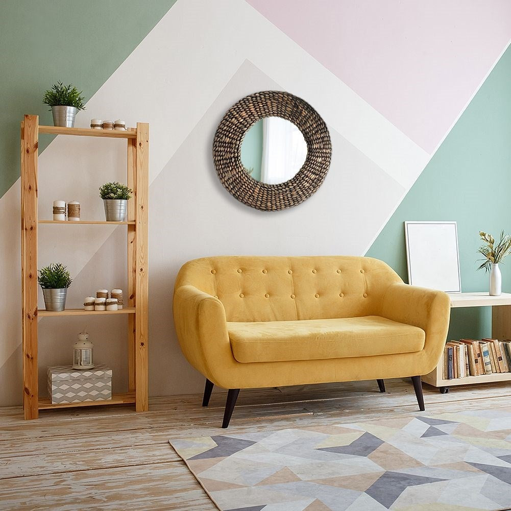Elegant Wall Mirror with Handmade Water Hyacinth Frame