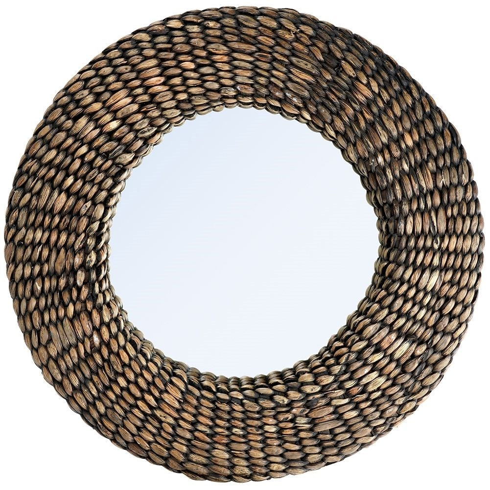 Elegant Wall Mirror with Handmade Water Hyacinth Frame