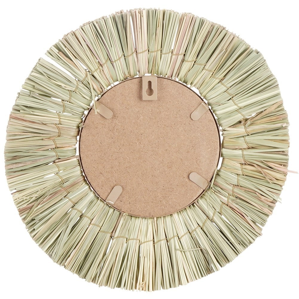 Elegant Wall Mirror with Natural Raffia Bast, 32 cm