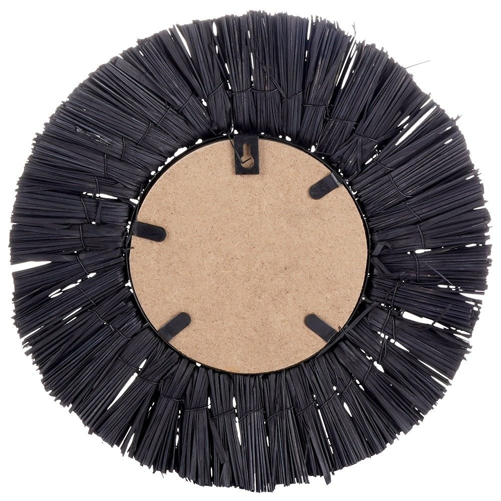 Elegant Wall Mirror with Raffia Frame - 32 cm Diameter