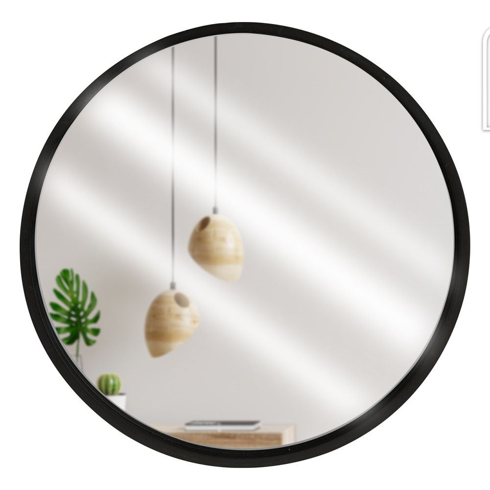 Elegant Wall-hung Mirror with Black Wooden Frame