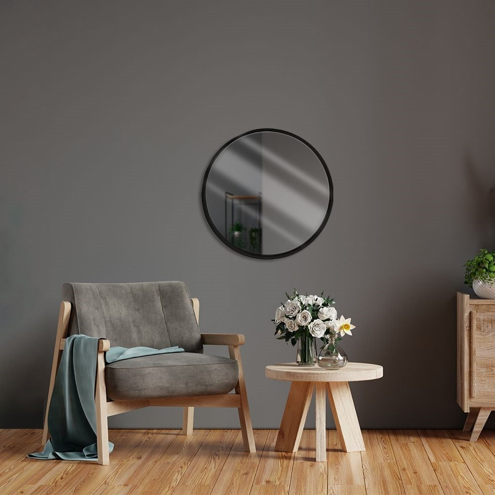 Elegant Wall-hung Mirror with Black Wooden Frame
