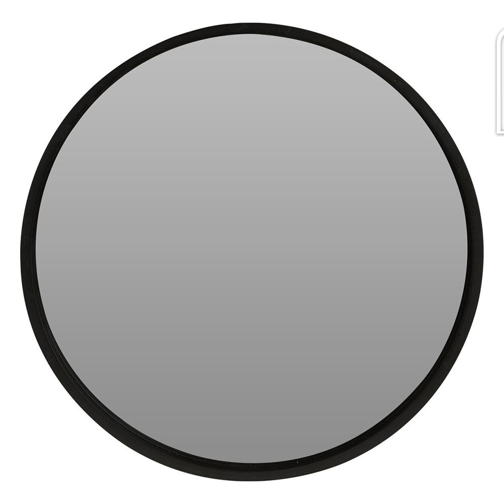 Elegant Wall-hung Mirror with Black Wooden Frame