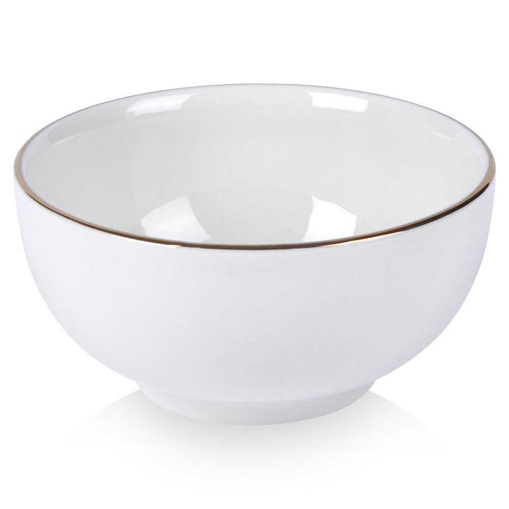 Elegant White Porcelain Bowl 200 ml with Gold Edge