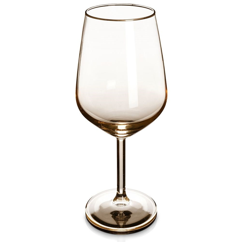 Elegant Wine Glass in Amber with Gold Rim for White & Red Wine