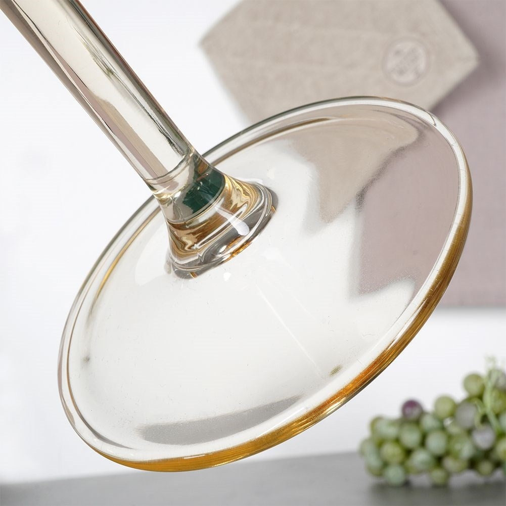 Elegant Wine Glass in Amber with Gold Rim for White & Red Wine