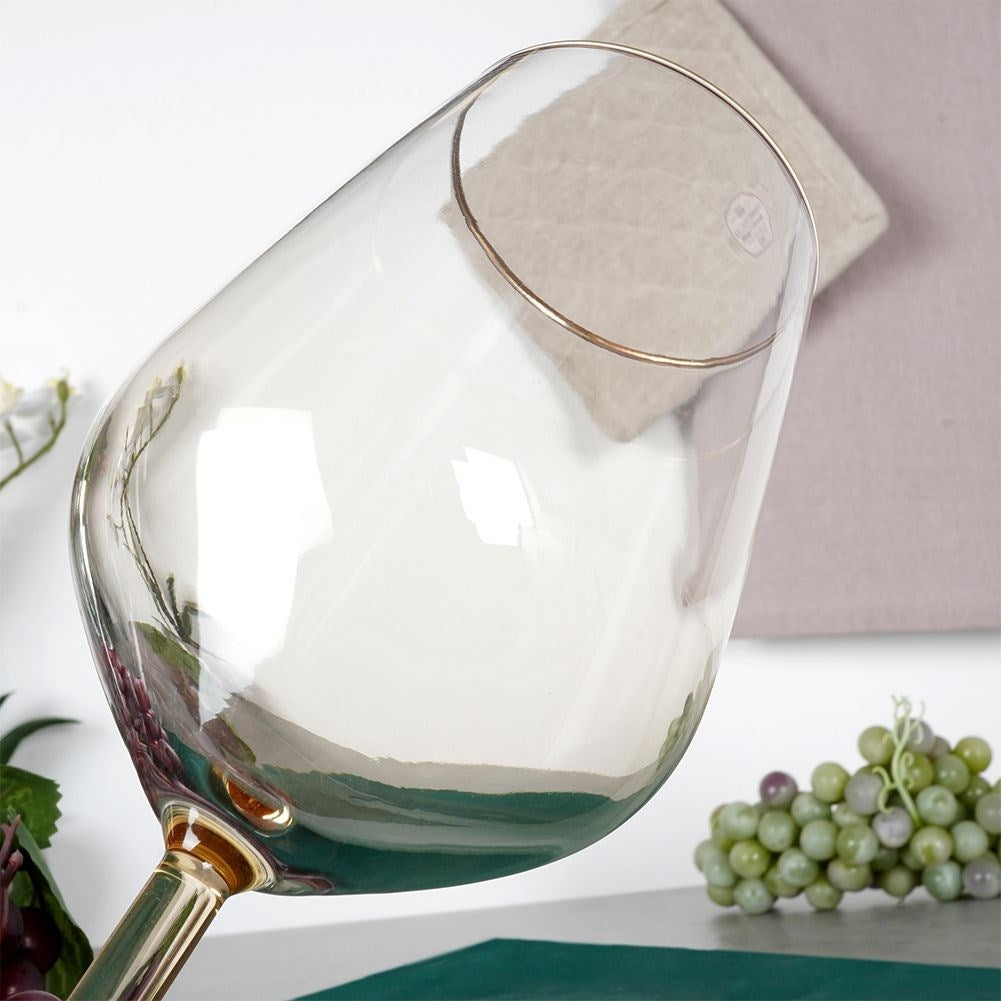 Elegant Wine Glass in Amber with Gold Rim for White & Red Wine