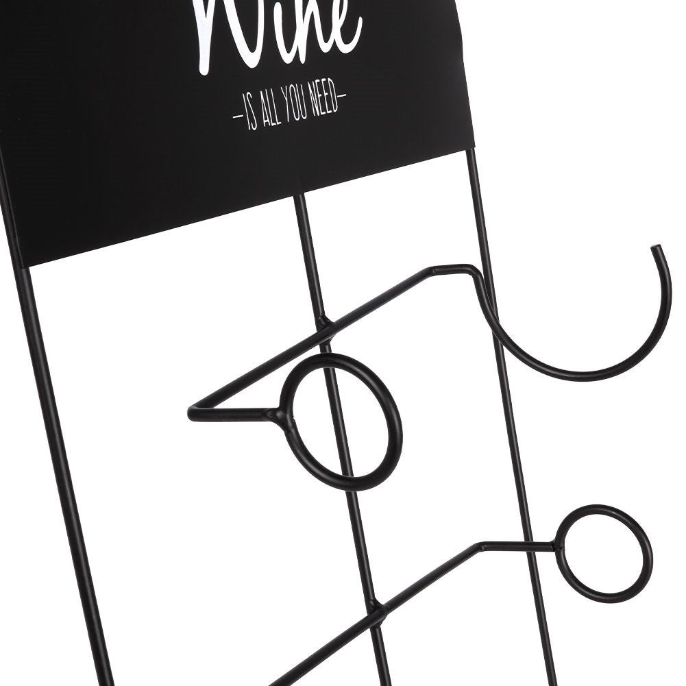 Elegant Wine Rack for Three Bottles in Black Metal