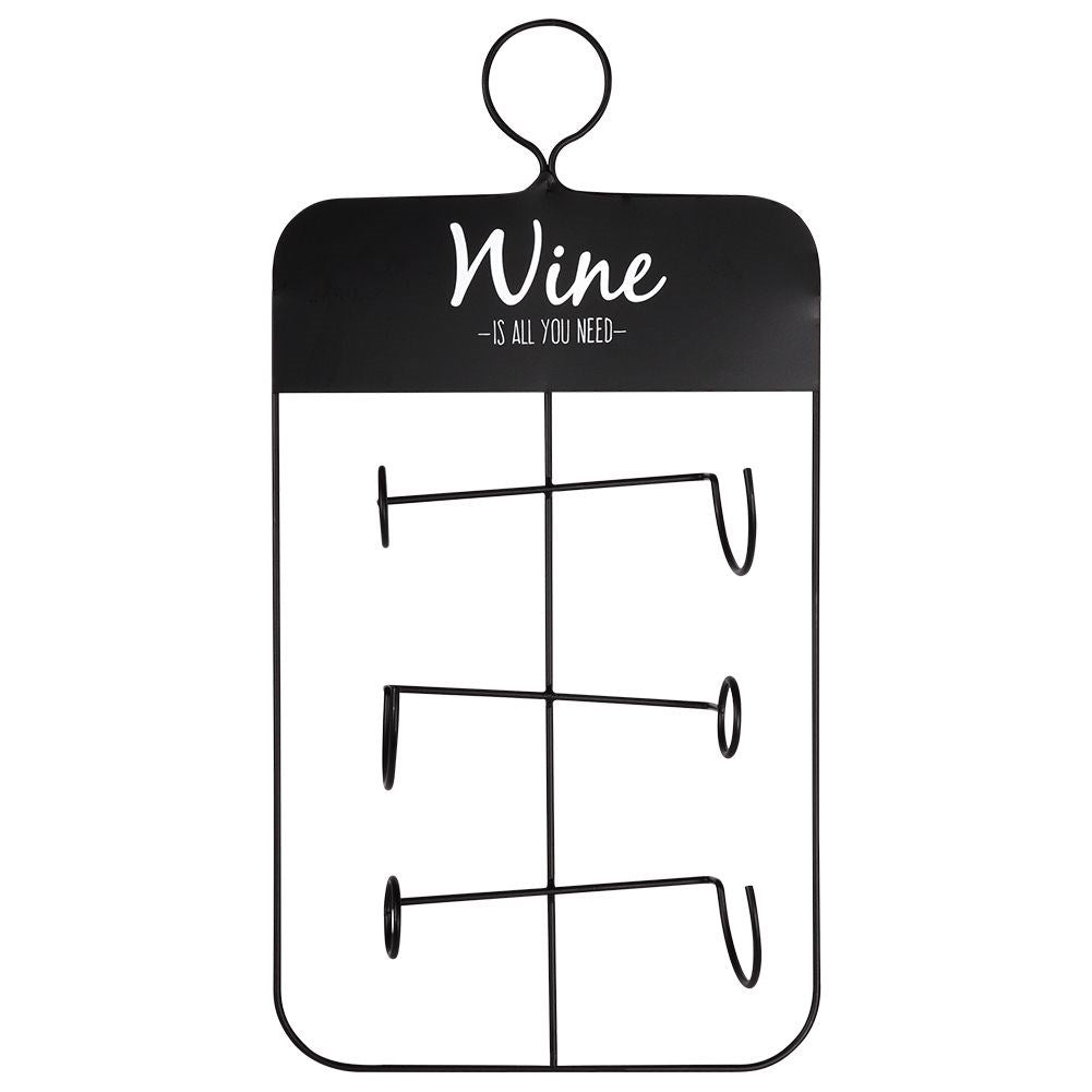 Elegant Wine Rack for Three Bottles in Black Metal