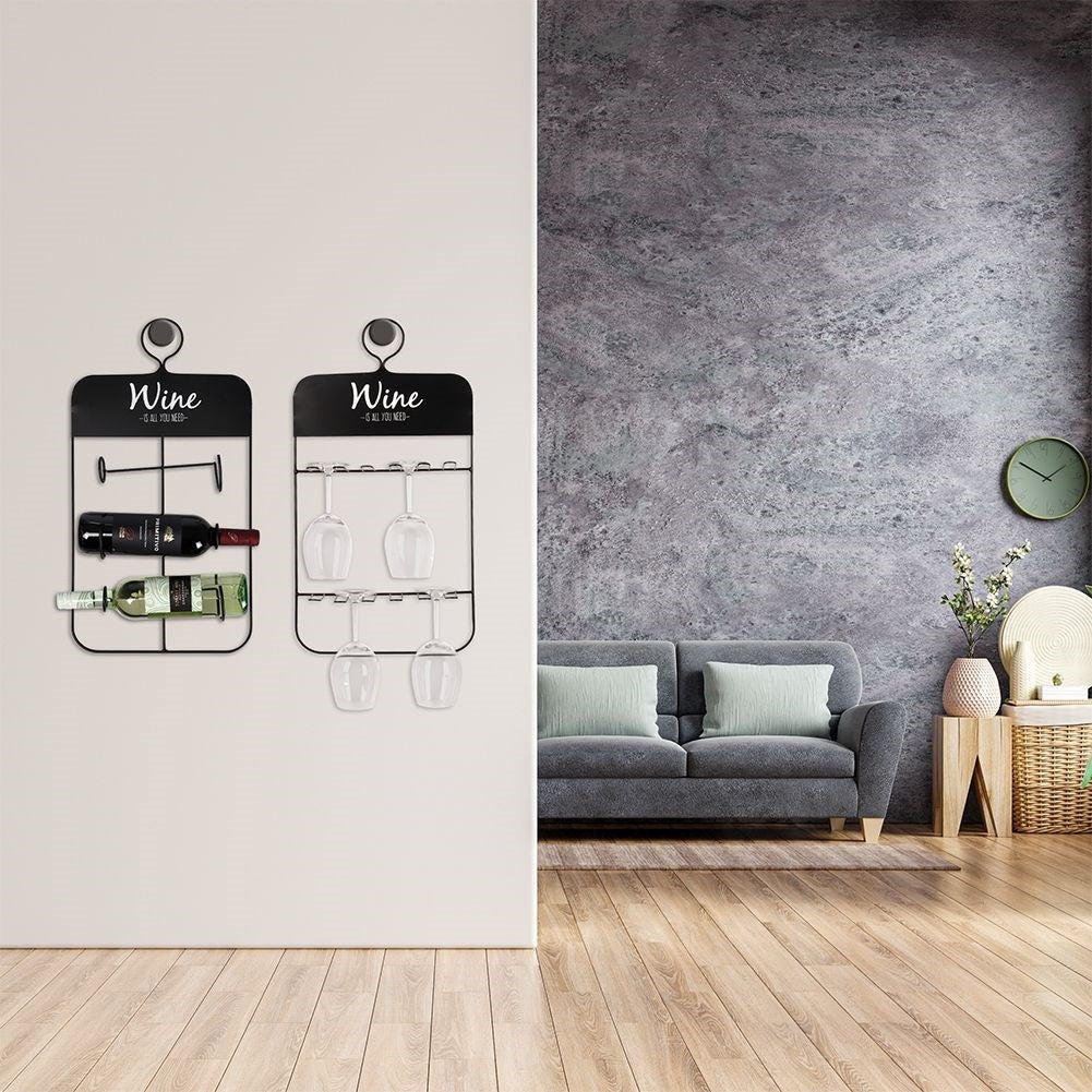 Elegant Wine Rack for Three Bottles in Black Metal