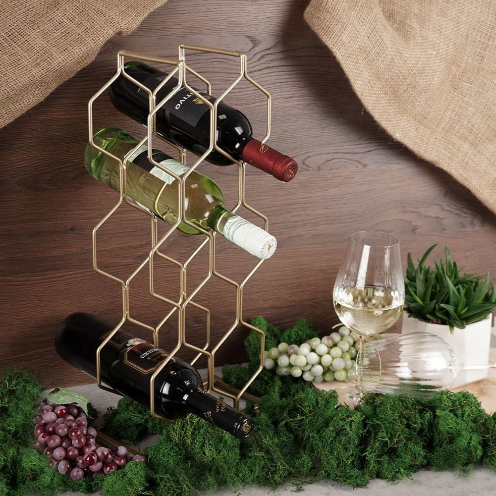 Elegant Wine Rack in Gold for 8 Bottles