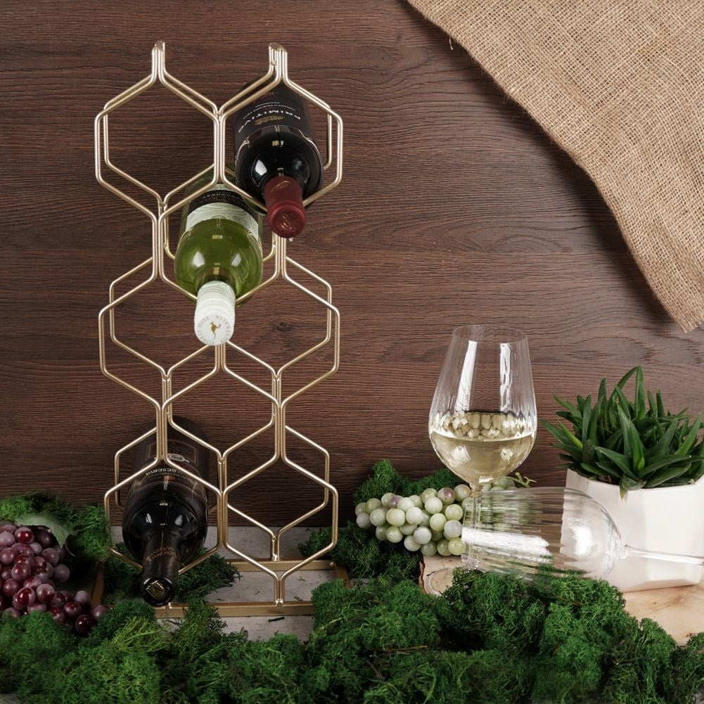 Elegant Wine Rack in Gold for 8 Bottles