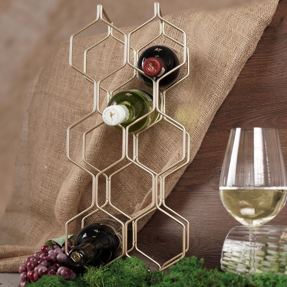 Elegant Wine Rack in Gold for 8 Bottles