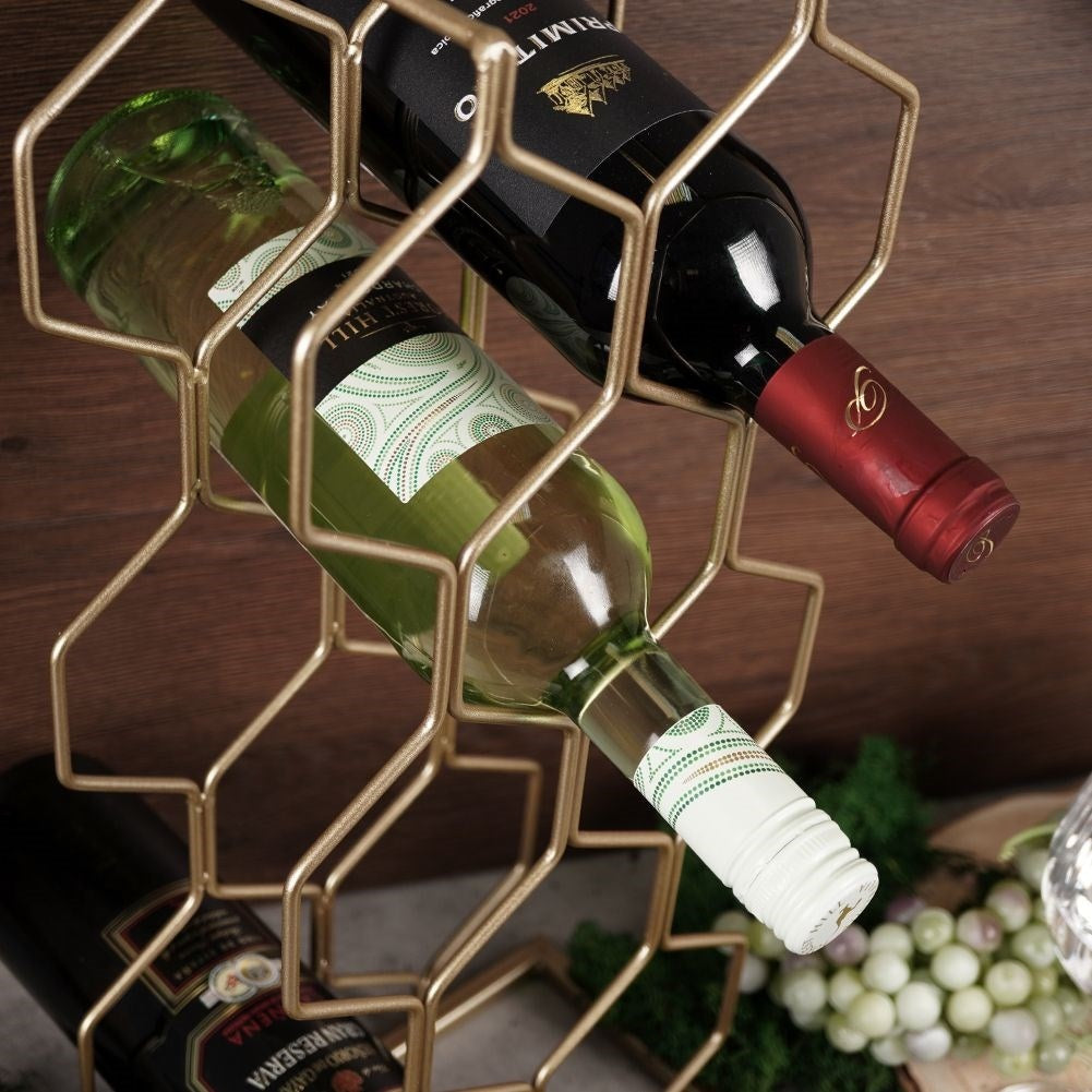 Elegant Wine Rack in Gold for 8 Bottles