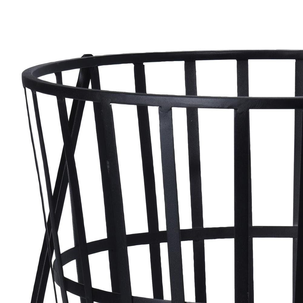Elegant Wood Basket in Black Metal for Loft Style Fireplace