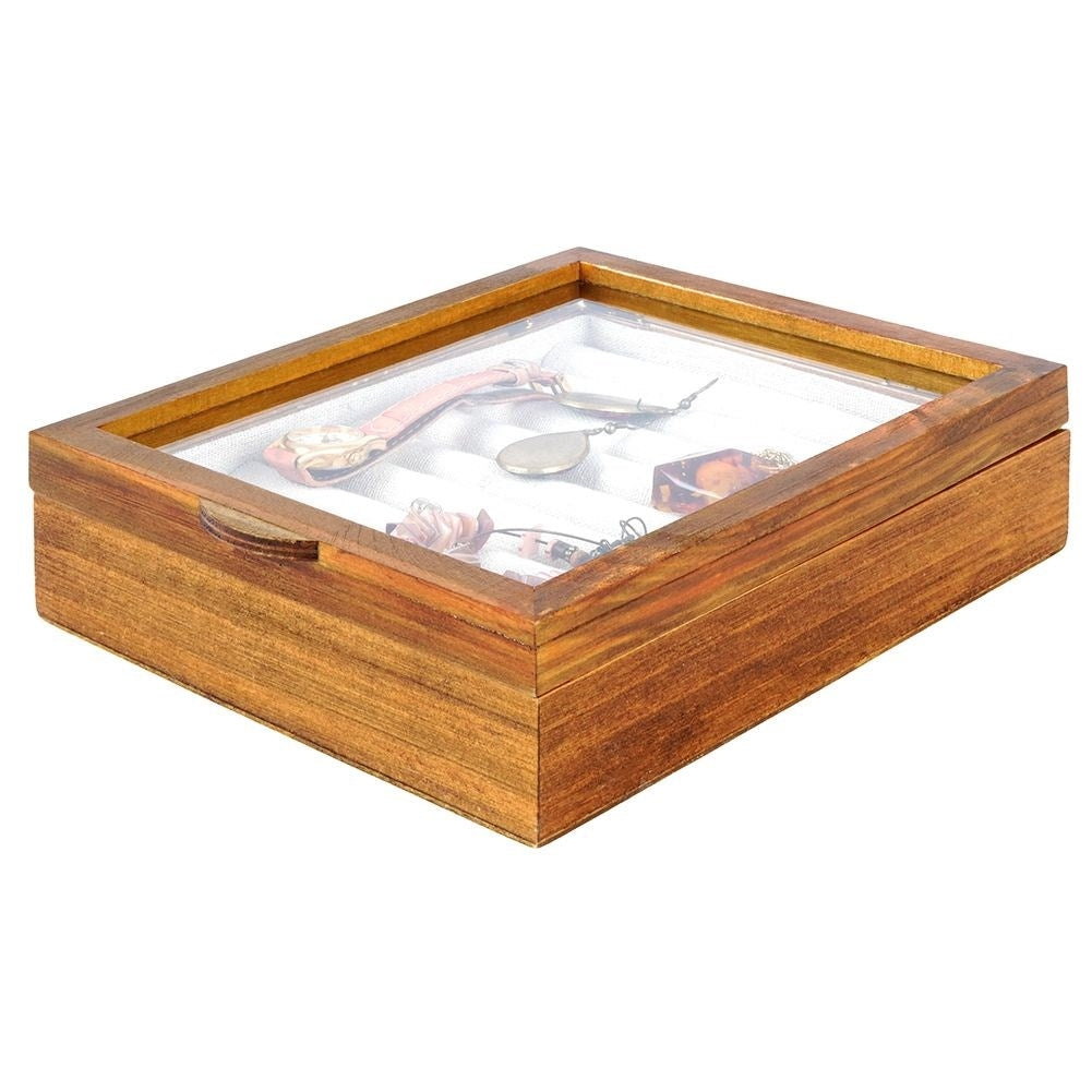 Elegant Wooden Box with Glass Lid for Jewelry