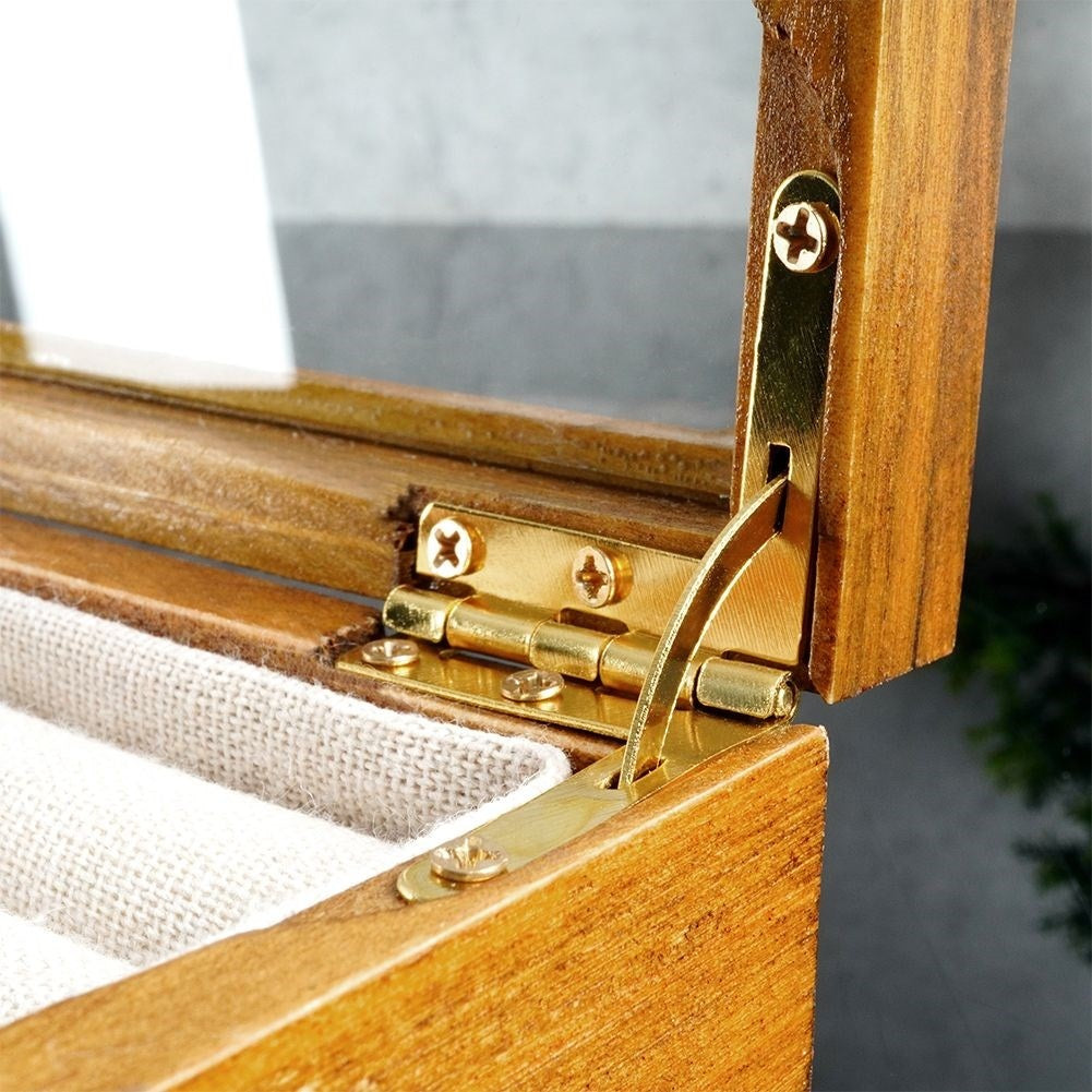 Elegant Wooden Box with Glass Lid for Jewelry