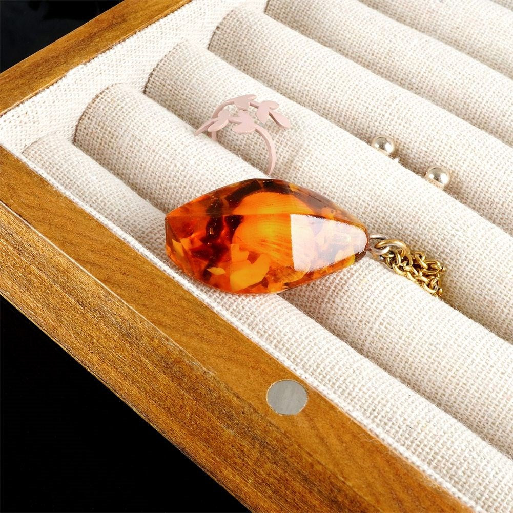Elegant Wooden Jewelry Box with Glass Lid and Fabric Lining
