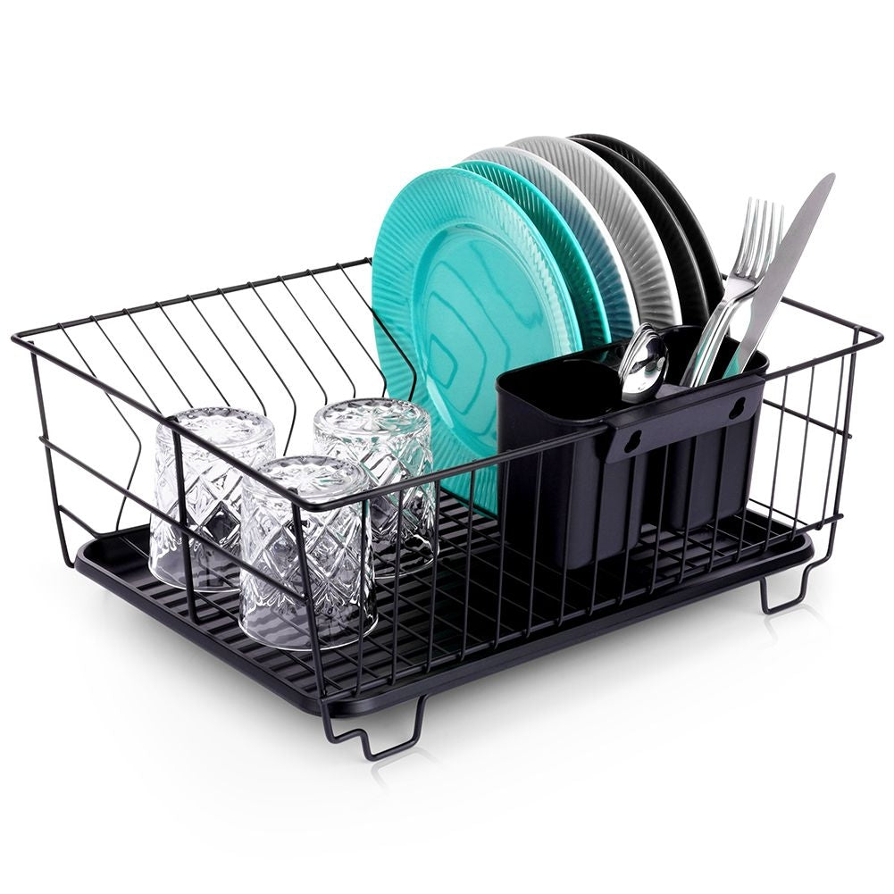 Elegant and Practical Black Dish Rack with Drip Tray