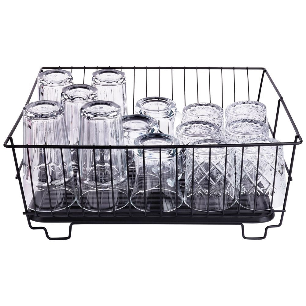 Elegant and Practical Black Dish Rack with Drip Tray