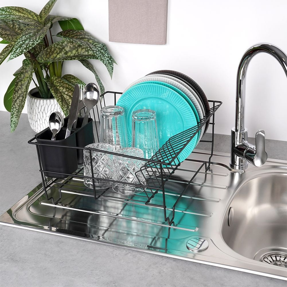 Elegant and Practical Black Dish Rack with Drip Tray