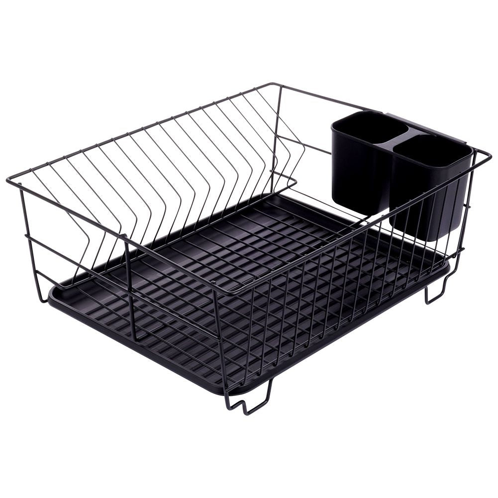 Elegant and Practical Black Dish Rack with Drip Tray