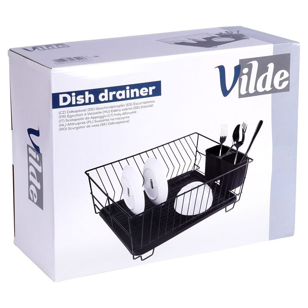Elegant and Practical Black Dish Rack with Drip Tray