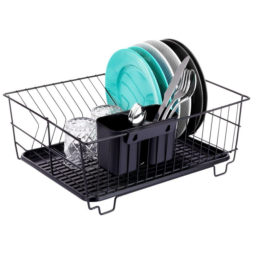 Elegant and Practical Black Dish Rack with Drip Tray