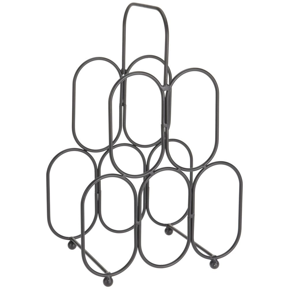 Elegant and Practical Wine Rack in Black Metal for 5 Bottles
