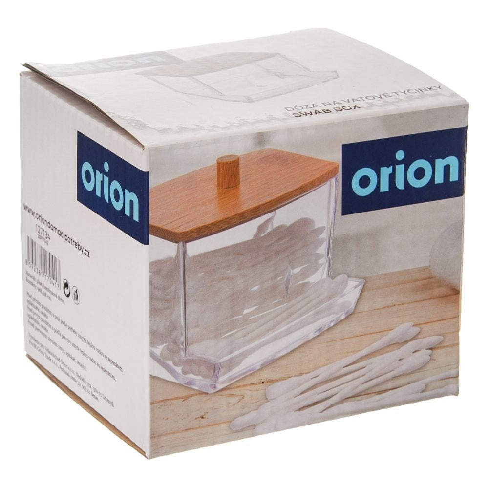 Elegant and durable cotton swab container in acrylic and bamboo