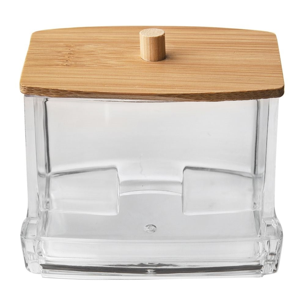 Elegant and durable cotton swab container in acrylic and bamboo