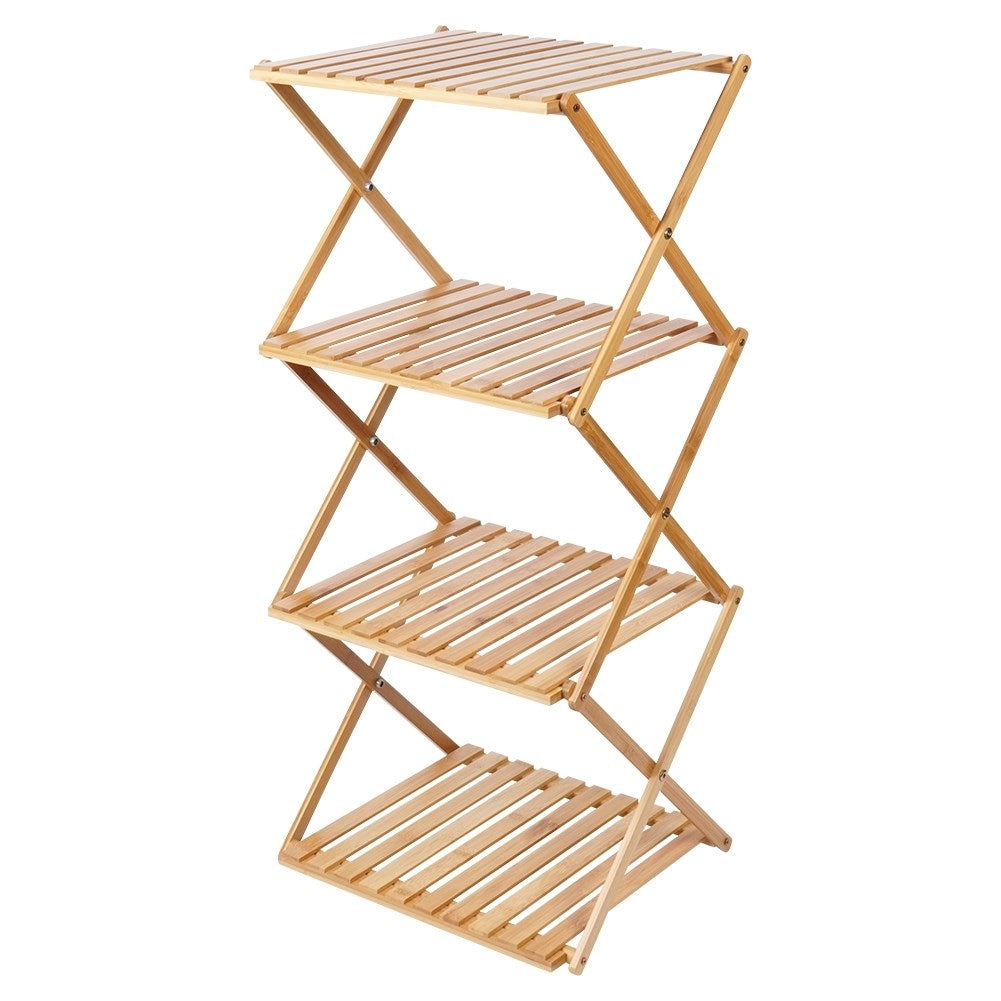 Elegant and functional bamboo shelf with four levels.