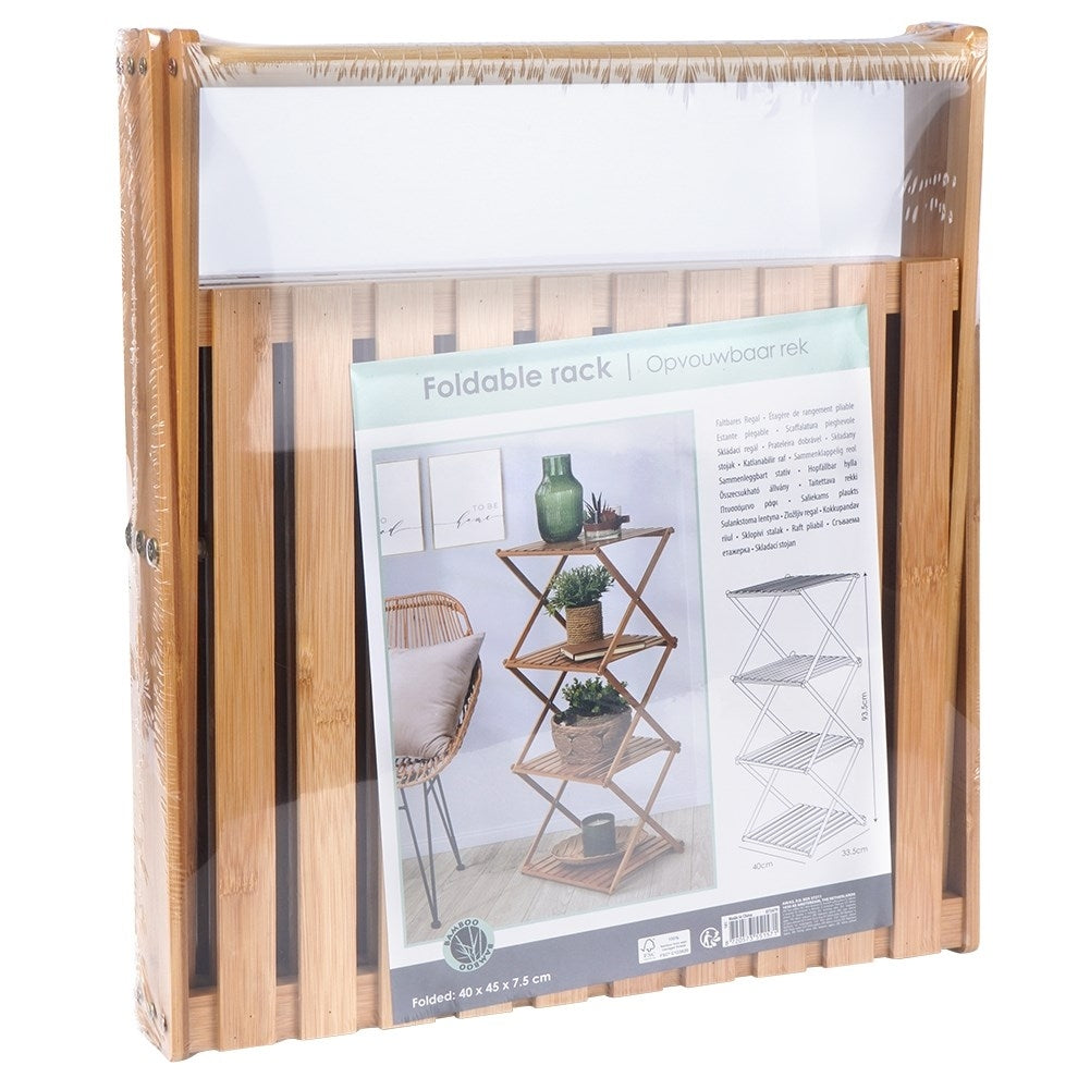 Elegant and functional bamboo shelf with four levels.