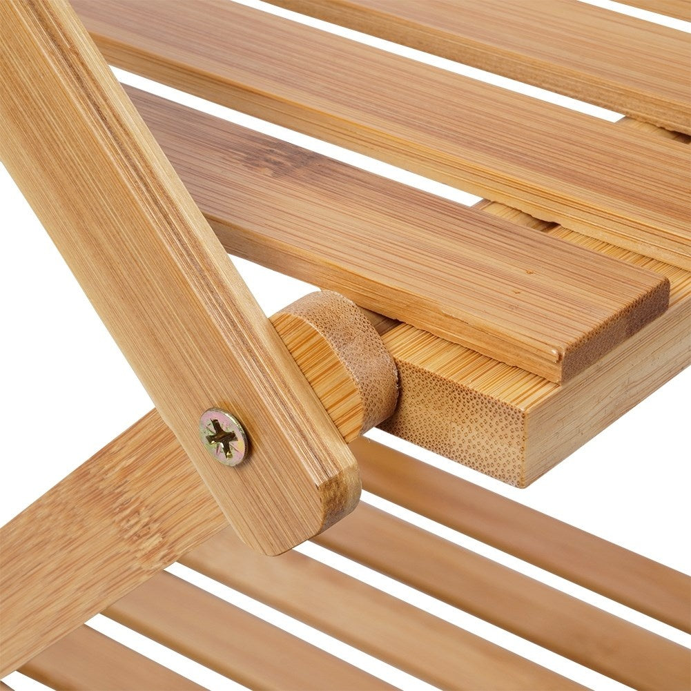 Elegant and functional bamboo shelf with four levels.