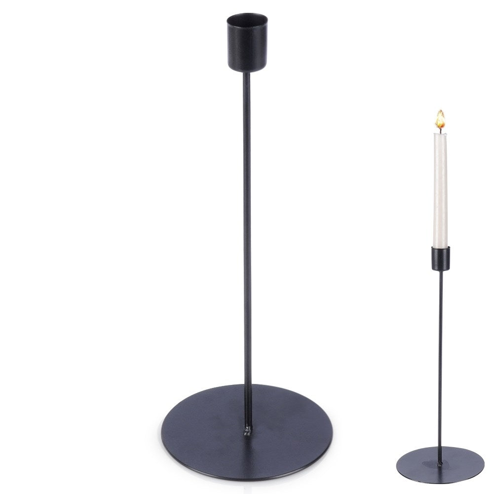 Elegant and minimalistic black metal candle holder