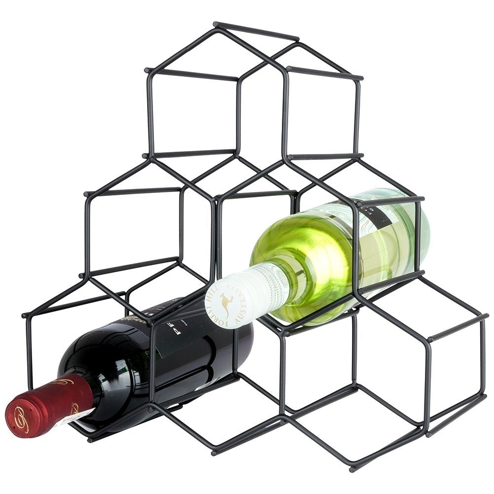 Elegant and stylish wine bottle in black metal for 6 bottles