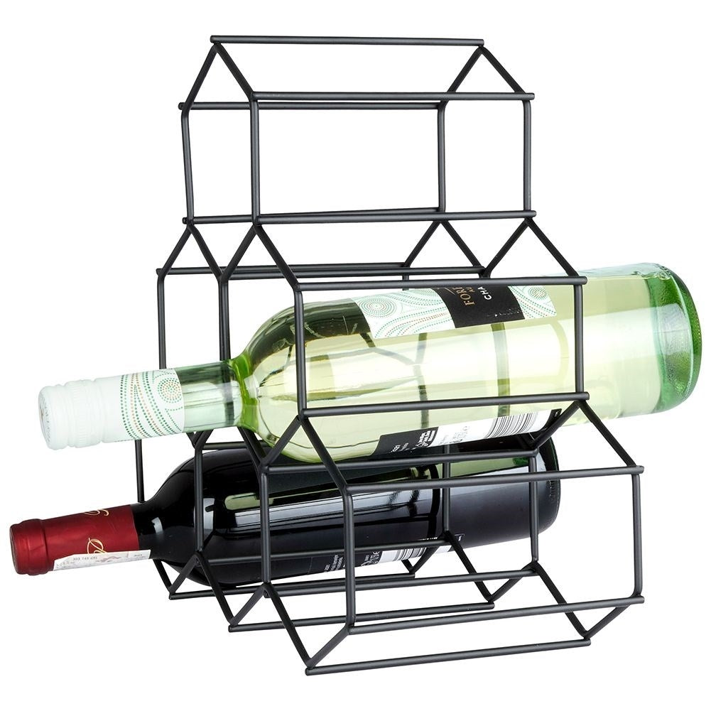 Elegant and stylish wine bottle in black metal for 6 bottles